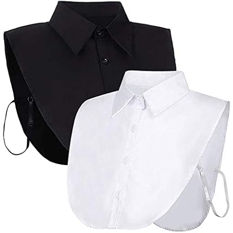 WXJ13 2 Pieces Black White Women Half Shirt Detachable Fake Collar Removable Choker Blouse Top for Girls Ladies Cover