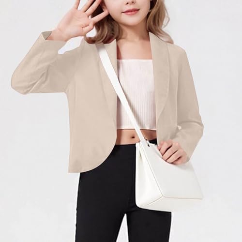 Girls Cropped Blazer Jacket Open Front Kids Blazers Long Sleeve Notched Collar Suit Coat Size 5-14 Years3