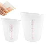 2 Stück Silikon Messbecher Gießpulver Set, 500ml & 250ml Silikonbecher zum Gießen für Gips, Gießbehälter Silikon Gießbecher mit Skala Clear, Silicone Measuring Cups für Epoxidharz, Küche, Diy Handmade
