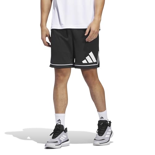 adidas Men's Badge of Sport Basketball Shorts, Black/White, Large/9