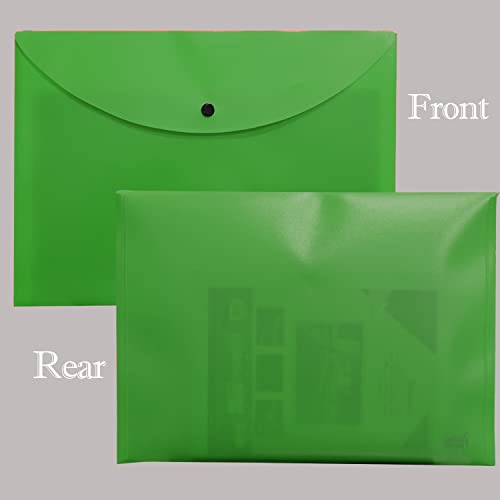 Image of True-Ally 5 pcs Bright Color Envelope Folder, Poly-Plastic A4 Documents File Storage Bag with Snap Button Certificate File Holder Document Folder for Certificates (Green)