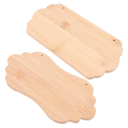 WEKAMOS 2個 用未加工竹製プレート 無地で自由に装飾可能な吊り下げ看板 玄関や店舗の案内表示 ウェディングやイベント飾りに