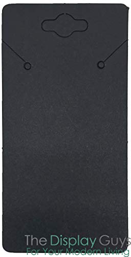 Image of 500-Pack Flat 2x4 Pre-Punched Hanging Jewelry Earrings & Necklace Display Cards (Black Kraft Paper)