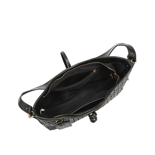 Image of Woven Leather Tote Bag For Women Crossbody Shoulder Bag Large Hobo Handbags Vegan Female Bag Vegetable Basket