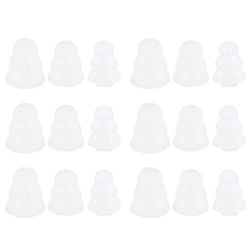 BLUEWALL Triple Flange Ear Tips Replacement Eartips Earbuds Gel Cushion for in-Ear Headphones, Fit Most Sony Senso TOZO JBL Earbuds with 3.8mm Connect Hole, Noise Isolation, S/M/L Size 9 Pairs, White
