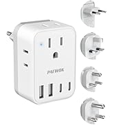 International Travel Adapter Set, US to UK/EU/South Africa/India Universal Power Adapter- 4 AC Ou...
