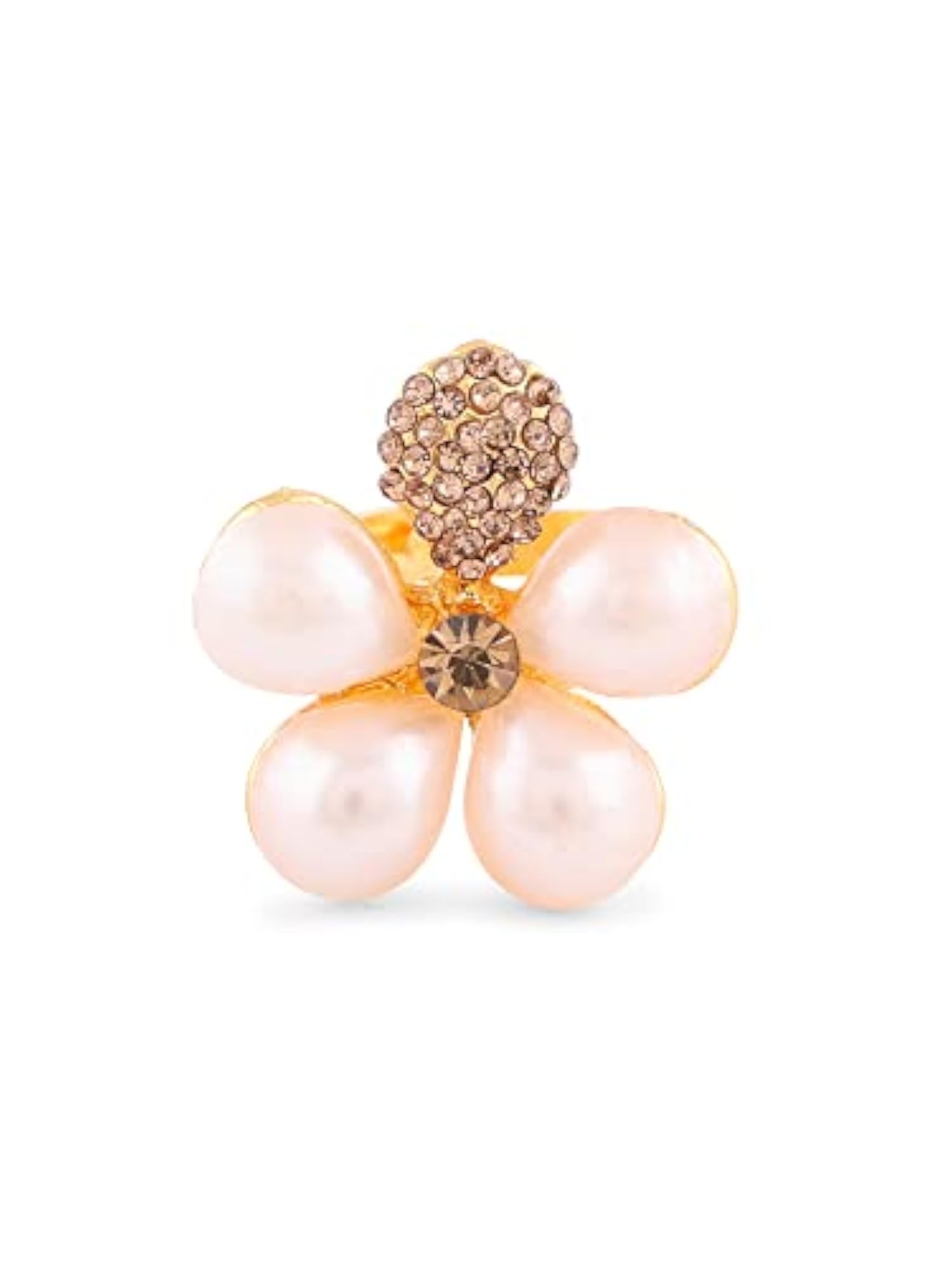 Women's Tone Austrian Diamonds & Embellished Flower Stud Earring & Ring Set