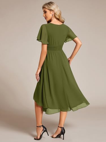 Image of Ever-Pretty Women's Chiffon Crew Neck Empire Waist Wedding Guest Dress Summer Short Sleeve Semi Formal Dresses 02053