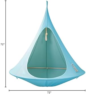 Double Cacoon Hanging Chair for Two – Cozy Indoor/Outdoor Hammock with Polyester Canvas, 440 lb Capacity, Includes 18ft Rope & Carabiner (Turquoise)