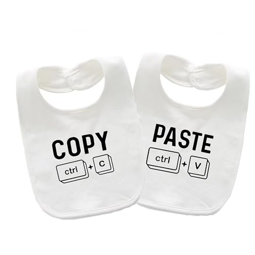Image of QIANWANYI Baby Twins Bibs Copy Paste Newborn Baby Bibs Cute Unisex Bibs Set Toddler Baby Boy Girl Bibs(white paste)