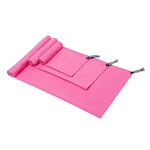 Andoer Toalha esportiva de microfibra de 3 peças de secagem rápida leve e leve portátil para acampam