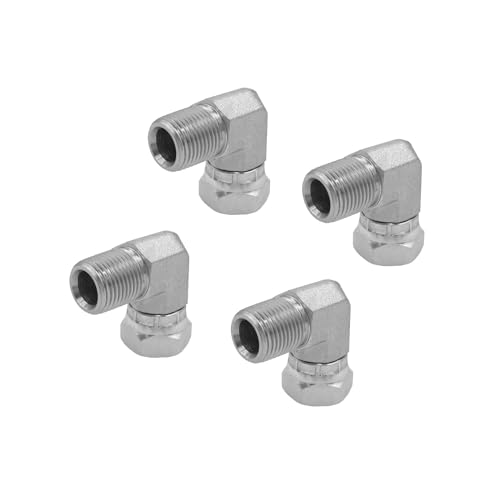 Image of (4-PACK) 1501-06-06 Hydraulic Hose Adapter Fitting 3 /8 inch-18NPTF Malex3 /8 inch-18NPSM Female Swivel 90Pipe Joints Elbow Carbon Steel