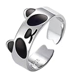 TOVINANNA Anillo Abierto Ajustable de Panda para Mujer, Diseño Delicado y Apilable, Joyería de Metal Resistente, Anillo de Dedo para Uso Diario y Festivales