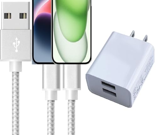 i.Phone Fast Charger,MFi Certified Charger Fast Charging Dual Port USB Wall Charger Block Adapter Plug Long 5FT 2Pcs Fast Charging LightIning Cable for i.Phone 14 13 12 11 Pro Max XS X 8 7Plus SE