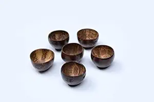BIG BEAR CRAFTS Wood Coconut Shell Tea Cups (Brown) -Pack of 6