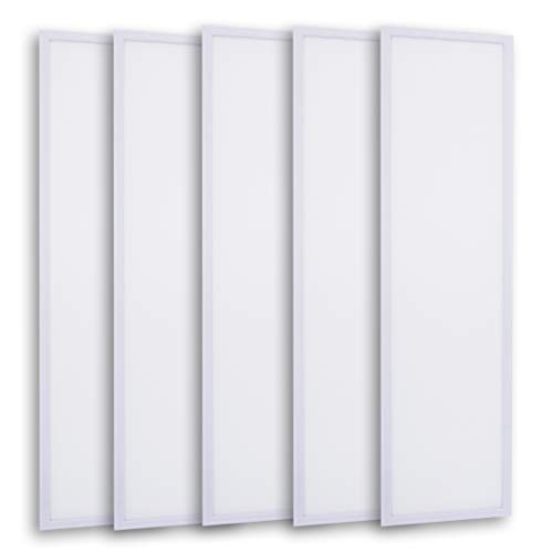 LUMINOSUM LED Flat Panel Troffer 1x4 Foot 40W (80W Equivalent), Edge-Lit Drop Ceiling Light, Ultra-Thin, White Frame, Cool White 6000k, 5-Pack