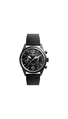 Bell and Ross Vintage Original Automatic Chronograph Black Dial Black Rubber Mens Watch RBRV126-BL-CA-SRB