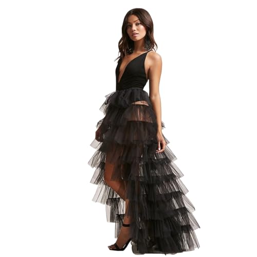 Sheer Mesh Layered Tulle Floor Length Maxi Skirt Tiered Ruffles Tie On Evening Gown Fashion High Slit Party Formal Dress4