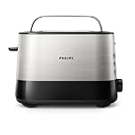Philips Viva Collection Tostadora, 2 Ranuras Extraanchas, Función para Panecillos Integrada, 7 Intensidades, Bandeja Recogemigas Desmontable, Gris (Metal) (HD2637/90)
