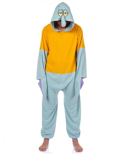 INTIMO SpongeBob SquarePants Adult Squidward Costume Union Suit Soft Fleece Pajama Outfit (XX-Large/XXX-Large) Multicolored