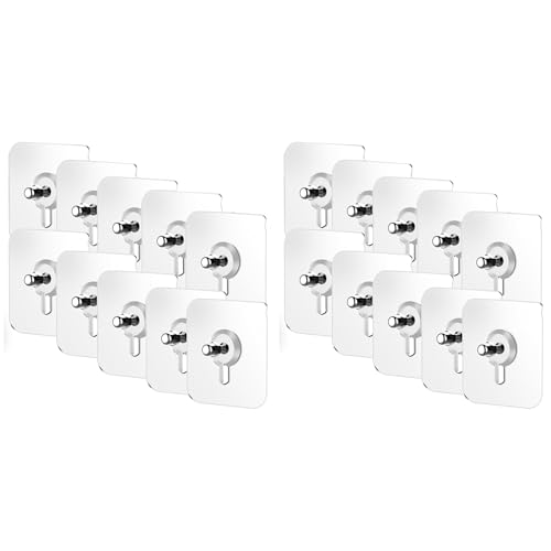 Qomcsrl 20 Uds. Adhesivos Sin Perforaciones, Pegatina de Tornillos Sin Rastro para Almacenamiento de Cocina y Baño, Pegatinas de Tornillos Sin Perforaciones
