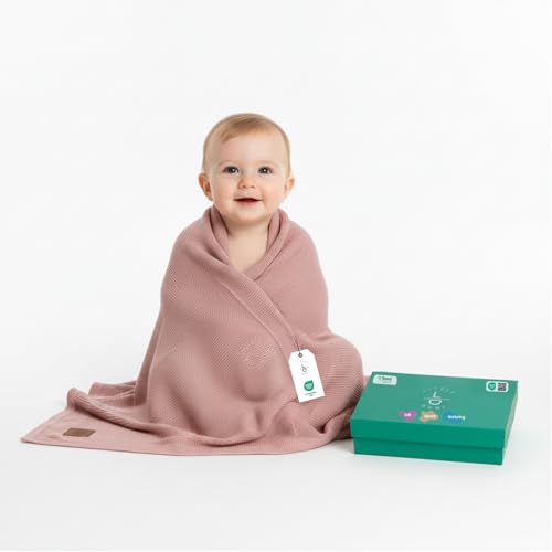 Image of Hypoallergenic Silky Baby Blanket - 30x40 Inches Pink, Oeko-TEX Certified, Thermal-Regulating, Soft Knit for Girls & Boys - Swaddle or Toddler Blanket, Dua