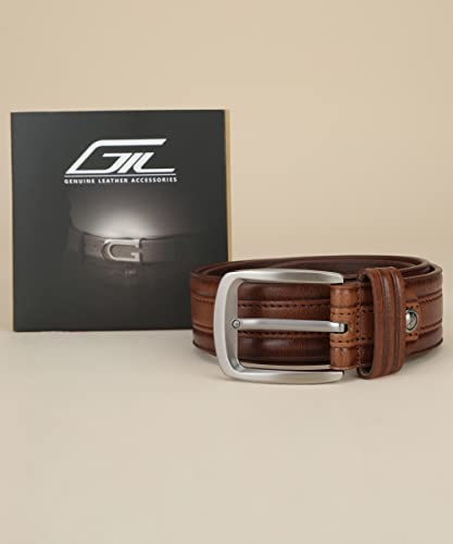 Image of GIL Original Leather Belt for Jeans casual|office wear|branded|black|brown|tan color branded for men Casual Genuine Leather Belt For Men's And Boy's