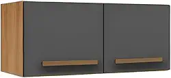 Armário Aéreo Para Cozinha Multiuso de Parede Turquesa 70x32 cm 2 Portas (Cinamomo - Grafite)