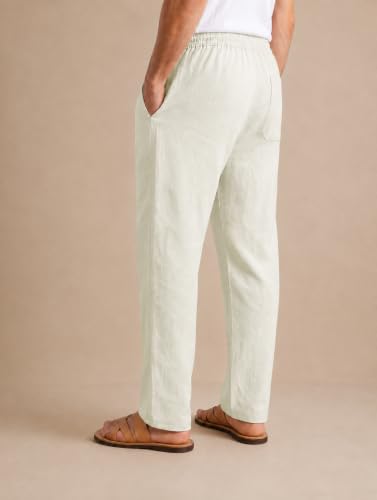 Image of TAGDO Cotton Linen Pants for Man | Lightweight & Breathable Fabric | Elastic with Drawstring | Straight Fit & One Side Zip Pocket | Casual, Holidays, Travel & Everyday Wear (2076)