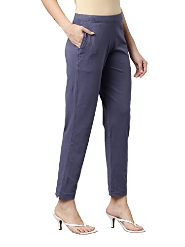 Image of GO COLORS Womens Regular Fit Cotton Kurti Pants (Dark Jean Blue S)