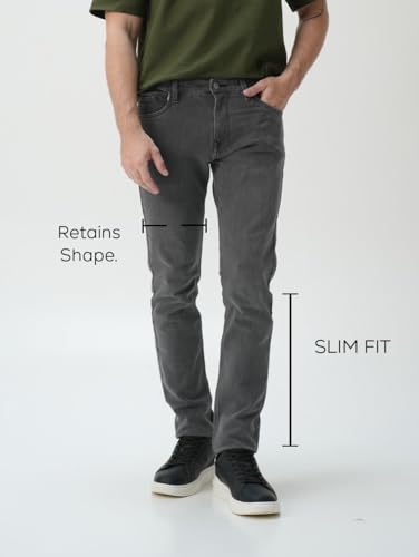 Image of Minus One Slim Fit Stretchable Mid Rise Jeans for Men | Mens Denim Cotton Pants | Stylish Ankle Length Jean