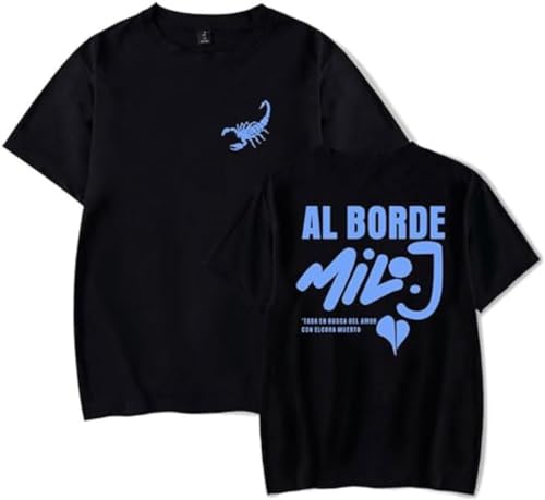Milo J Merch Al Borde Camiseta Milo J 511 Album Mujeres Hombres Casual Cuello Redondo Manga Corta Retro Tee, Negro, XXS