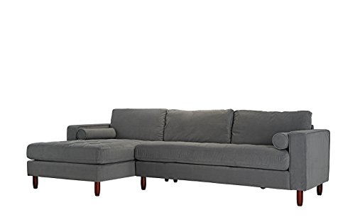 Divano Roma Furniture Mid Century Modern Tufted Velvet Sectional Sofa L Shape Couch With Extra Wide Chaise Lounge Grey Large Buy Online In India At Desertcart In Productid 102690698