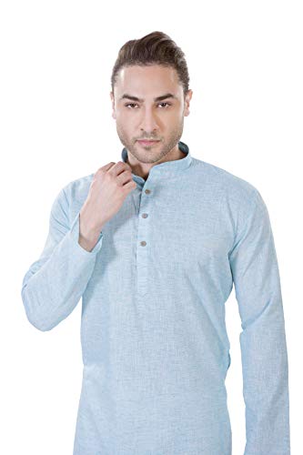 Image of Amazon Brand - Anarva Men's Pastel Linen Kurta Pyjama Set