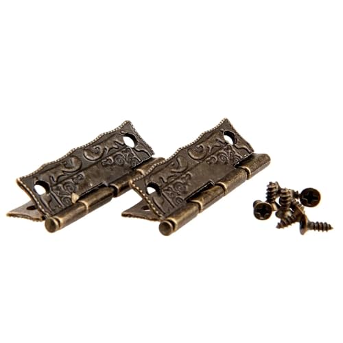 Charnières bronze antique robustes avec vis pour fixation solide de coffrets en bois - 5