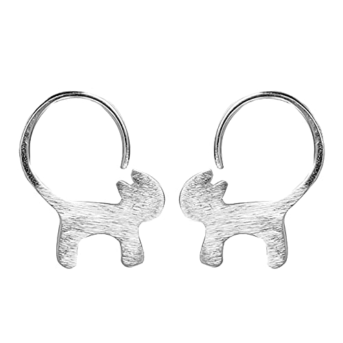 Boucles d'oreilles chat S925 argent pour femme à longue queue