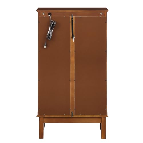 czczgx Curio Cabinet with Glass Doors, Lighted Curio Cabinet Glass Display Cabinet Case with Adjustable Shelves and Mirrored Back Panel t for Living Room, Bedroom, Dining Room (Oak, 3 Tier)