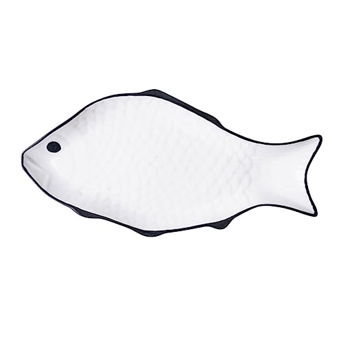 HYTROVE セラミック製魚形蒸し皿 中 環境 素材 電子レンジ対応 魚料理用サービングプレート 家 レストラン向け 簡単清掃