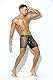 Bodywear4you Herren Leder Boxershorts Netz Optik, Codpiece Unterwäsche für Männer, Partys Fetisch Long Shorts Mesh Panty (DE/NL/SE/PL, Alphanumerisch, M, Regular, Regular, Schwarz)