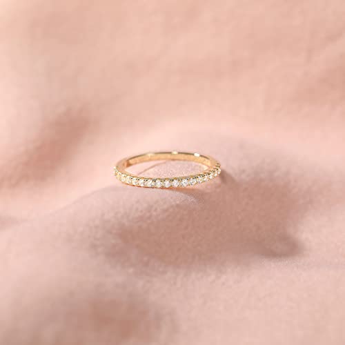 EAMTI 2mm Wedding Band Cubic Zirconia Half Eternity Stackable Brass Engagement Ring Size 3-132