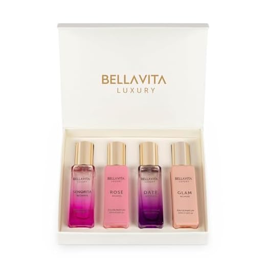 Bella Vita Luxury Eau De Parfum Set for Women (4x20 mL) with Date, Senorita, Glam, Rose | Vanilla, Floral, Sweet, Musk | Perfect for trials, gifting, or blending to craft your unique fragrance