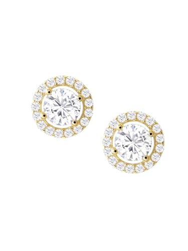 Boucles d'oreilles or jaune 333 femme zircone 8 mm de qualité