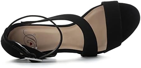Women's Open Toe Ankle Strap Chunky High Heel Sandals Dress Party Shoes Black 5.5 | Image 5