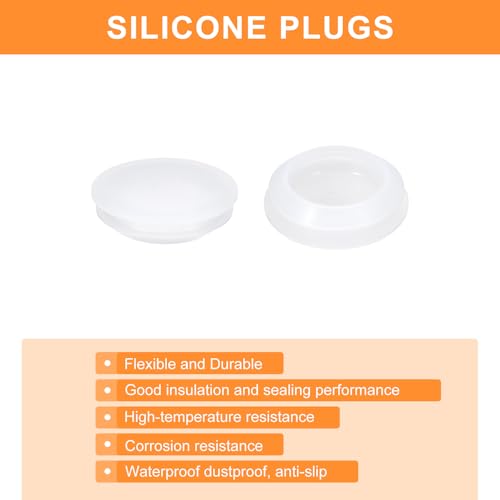 Image of uxcell 4 Pcs Silicone Plugs, Rubber Round Snap in Locking Hole Plugs for 25-27mm Hole, Hole Stoppers Waterproof Hole Plug for Metal Tube, Furniture End Caps Inserts, Clear