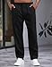 COOFANDY Men's Loose Fit Twill Slacks Casual Business Fashion Flat Front Flex Waist Pants(Black, L)