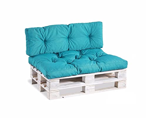 Gutekissen® cuscini per pallet cuscini per divani da giardino cuscini trapuntati riempiti con schiuma granulare Poulirette PPI (Cuscino di seduta 120x60, gesteppt Blu cielo)