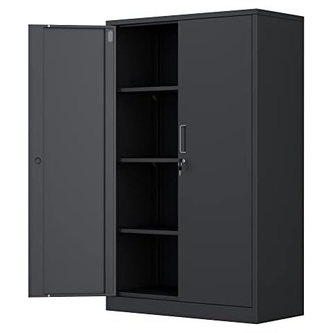 iJINGUR Lockable Metal Storage Cabinet with Shelves Cover