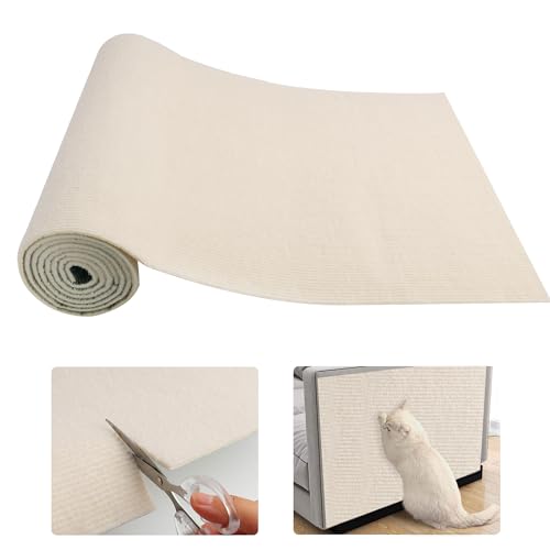 Kratzmatte für Katzen, 40x200 cm, Wiederverwendbar, Selbstklebende Kratzmatte aus Polyester, Kratzschutz für Katzen Ideal zum Schutz von Möbeln, Wänden und Ecken, Beige