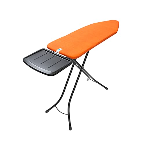 Image of Brabantia Size C Ironing Board (49x18 in) 7 Height Options, Solid Steam Unit Holder (Happy Glow Orange /Black) Non-Slip Feet, Anti-Collapse Child Locks