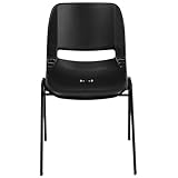 Flash Furniture HERCULES Series 440 lb. Capacity Kid's Black Ergonomic Shell Stack Chair with Black Frame and 12